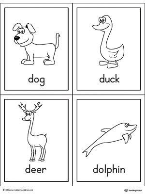 Letter D Words and Pictures Printable Cards: Dog, Duck, Deer, Dolphin Worksheet.The Letter D Words and Pictures Printable Cards can be used for flashcards, various games and/or help your student associate unfamiliar words with a picture. Picture cards for dog, duck, deer, and dolphin. Letter D Words And Pictures, Dolphin Worksheet, Letter D Words, D Words, D For Dog, Sounds Worksheet, Jolly Phonics Activities, Letter A Words, Letter D Worksheet