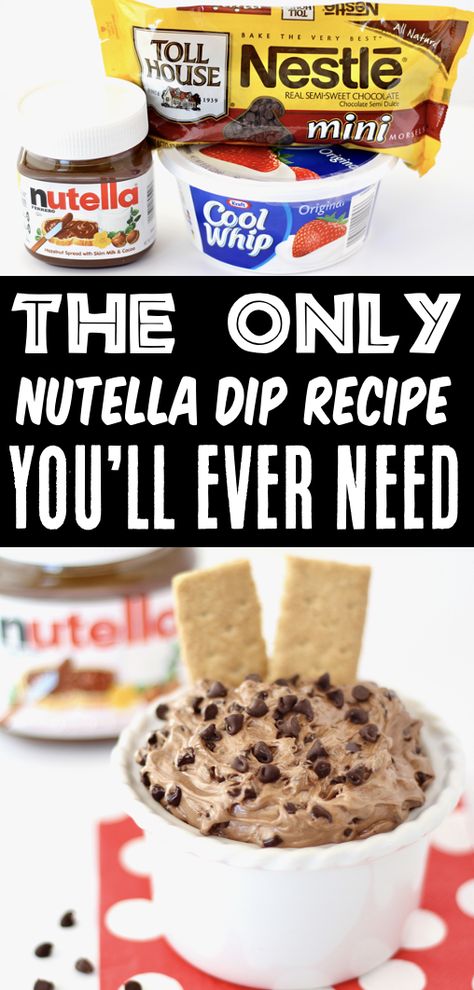 Nutella Dip Recipe Sweet Game Day Snacks, Candy Bar Dip, Dip Recipes For Pretzels, Cool Whip Treats, Easy Grab And Go Appetizers, Cool Whip Snack Ideas, Creative Dip Recipes, Nutella Dipping Sauce, Sweet Party Dips Easy Crowd Pleasers