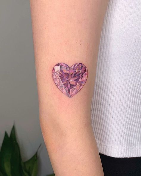 Realistic Crystal Tattoo, Gemstone Heart Tattoo, Jewels Tattoo, Rose Quartz Tattoo, Gemstone Tattoos, Heart Jewel Tattoo, Mosaic Heart Tattoo, Jewel Tattoos, Gemstone Tattoo Realistic