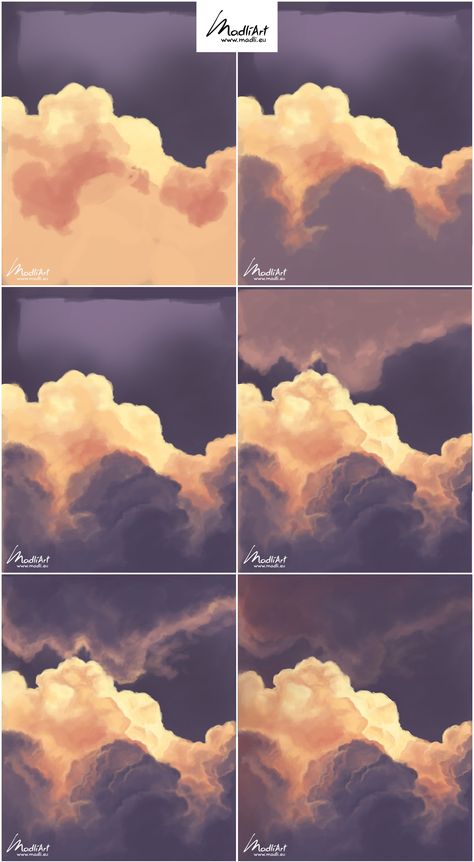 Clouds In Procreate, Digital Cloud Art, How To Draw Clouds Procreate, Clouds How To Draw, Drawing Clouds Digital, Painting Clouds Step By Step, Procreate Cloud Tutorial, How Draw Clouds, Color Practice Art