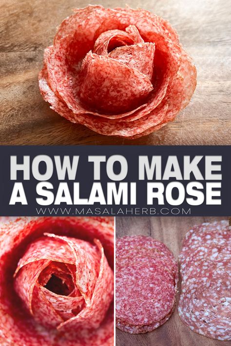 You will need thinly sliced salami to make a salami rose for your charcuterie board. Salami Flowers Video, Salami Roses How To, Salami Rose, Gnocchi Sauce, Italian Recipes Appetizers, Sliced Salami, Christmas Appetizers Party, Light Appetizers, Italian Appetizers