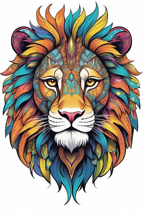 Celtic Lion, Lion Head Drawing, Flying Phoenix Tattoo, Most Beautiful Tattoos, Lion Face Drawing, Lion Mandala, Flying Tattoo, Creative Wall Painting, Lion King Art