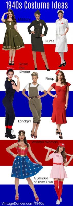 1940 Costume Ideas, 40s Costume Ideas, 40s Halloween Costume, Halloween Costumes Rosie Riveter, 1940s Halloween Costume, 1940s Party Theme Vintage Style, 1940s Uso Party, Career Costumes For Women, Decade Costumes