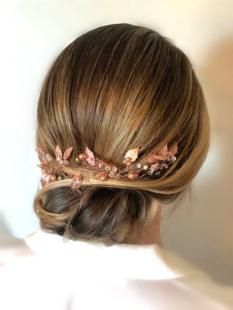 Vine Crown, Rose Gold Hair Vine, Blue Hair Pins, Bohemian Hair, Wedding Hairpiece, Hair Vine Bridal, Gold Hair Vine, Boho Wedding Hair, Beaded Hair