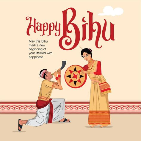 IVector llustration Of Assamese New Year Bihu Happy Bihu. Harvest Festival Of Assam Bihu Assam, Bihu Festival, Watercolor Indian, Makeup Poster, Holiday Booking, Journal Lettering, Diy Birthday Gifts For Friends, Lettering Ideas, Happy May