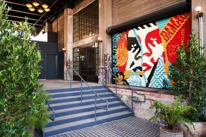 Soho Warehouse Los Angeles review | CN Traveller Courtyard Cafe, Urban Backyard, Artist Loft, Artist Wall, Rooftop Patio, Exposed Brick Walls, House Office, How To Install Wallpaper, Backyard Inspo