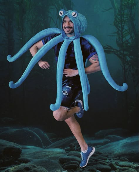 Homemade Octopus Costume, Shipwreck Theme Party Outfits, Under The Sea Costume Men, Under The Sea Theme Costume, Sea Themed Costumes, Underwater Theme Party Outfit, Underwater Party Outfit, Underwater Costume Ideas, Atlantis Theme Party Outfit