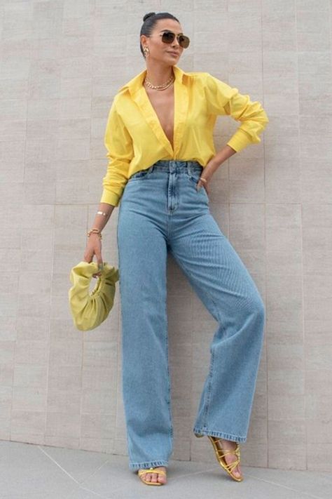 Wide Leg Outfit, Wide Leg Jeans Outfit, Legs Outfit, Outfits Con Jeans, Elegante Casual, Ținută Casual, Outfits Verano, Casual Chic Outfit, Casual Style Outfits