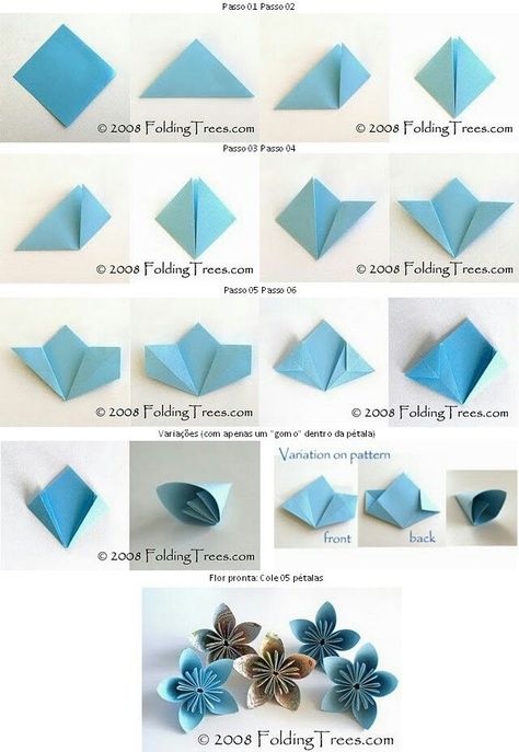 Sakura Origami, Paper Origami Flowers, Easy Origami Flower, Origami Flowers Tutorial, Creative Origami, Origami Gifts, Cute Origami, Origami Patterns, Folding Origami