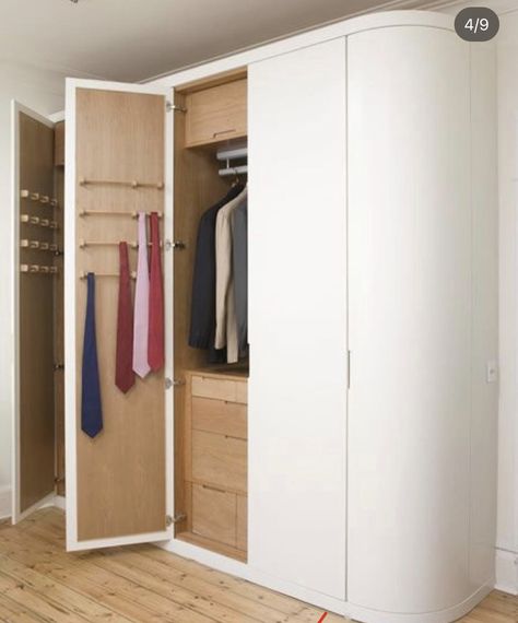 Wardrobe Freestanding Bedroom, Curved Wardrobe Design, Curved Closet, Curved Wardrobe, Curved Cabinet, Ideas Habitaciones, Dressing Room Closet, Round Wardrobe, Wardrobe Door Designs