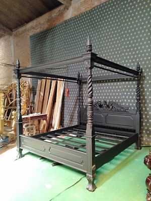 Gothic Bed Frame, Mahogany Bed, Gothic Bed, Wall Panels Bedroom, Queen Anne Style, Four Poster Bed, Superking Bed, Four Poster, Poster Bed