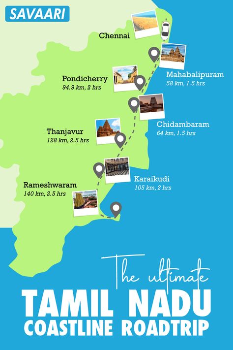 The ultimate Tamil Nadu coastline roadtrip itinerary Tamilnadu Tourist Map, Tamil Nadu Itinerary, Travel Dairy, Bali Map, Tourism Places, Travel India Beautiful Places, Goa Travel, Travel Destinations In India, Indian States