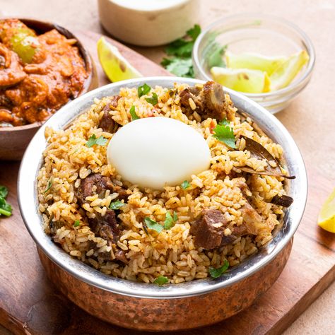 Easy mutton biryani recipe | Mutton biryani in Instant Pot - Ginger Skillet Easy Mutton Biryani Recipe, Mutton Biryani Recipe, Mutton Meat, Mutton Biryani, Mutton Recipes, Rice Varieties, Biryani Recipe, Stuffed Poblano Peppers, Pinterest Recipes