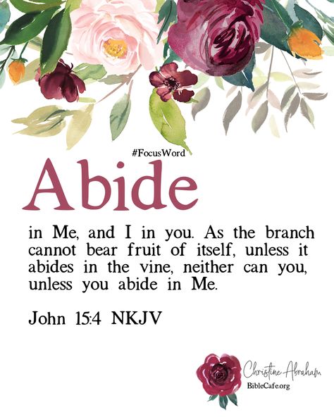 Abide 🌺 #FocusWord Abide In Christ, Word Art Quotes, Work Relationships, Spirit Quotes, Christian Education, Bible Quotes Wallpaper, Jesus Bible, Bible Journaling Ideas Drawings, Hand Lettering Art