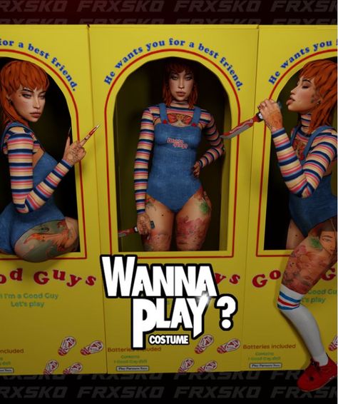 Chucky Costume Female, Female Chucky, His And Hers Costumes, Sims Halloween Costume, Chucky Outfit, Halloween Costumes Last Minute, Halloween Costumes Men, Chucky Halloween Costume, Costumes For Work