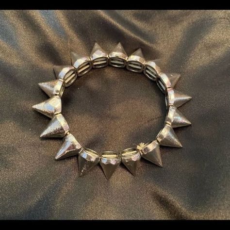 Silver Tone Punk Spike Bracelet Classic Punk, Spike Bracelet, Bangle Jewelry, Punk Jewelry, Bangles Jewelry, Ring Earrings, Silver Tone, Bangles, Bracelet