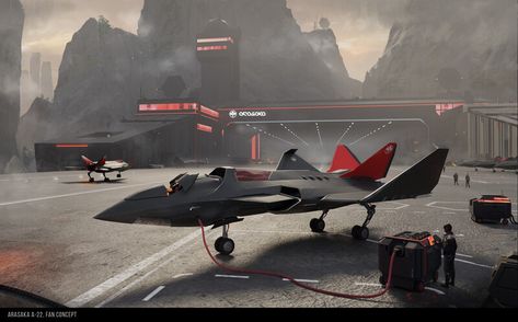 ArtStation - Arasaka A-22 Fighter Plane and moutain base, fan art Special Forces Army, Military Tactics, Stealth Aircraft, Military Aesthetic, Navy Aircraft Carrier, Spaceship Art, Navy Aircraft, Military Diorama, Concept Ships