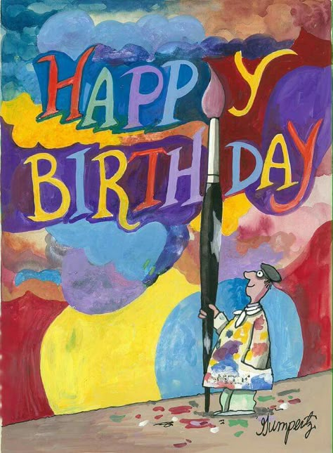 Happy birthday artist Happy Birthday Artist, Happy Birthday Humorous, Happy Birthday Drawings, Happy Birthday Illustration, Artist Birthday, Happy Birthday 18th, Happy Birthday Art, Birthday Illustration, Birthday Wishes Funny