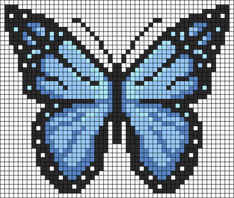 Variations of #41349 | BraceletBook Cross Stitch Butterfly Pattern Free, Pixel Art Pattern Butterfly, Butterfly Perler Bead Pattern, Pixel Art Butterfly, Pixel Butterfly, Cross Stitch Butterfly, Shawls Design, Grid Crochet, Crochet Guide