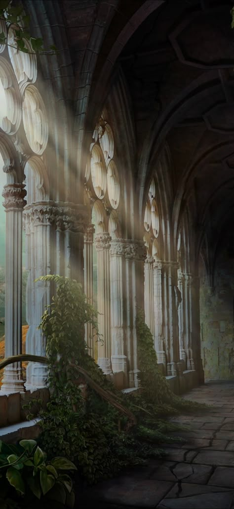 Fantasy Village Concept Art, Giant Castle, Hallway Background, Hall Painting, Medieval Romance, Dark Academia Wallpaper, Castle Background, Hallway Wallpaper, Castle Painting