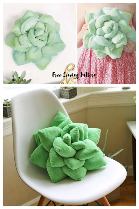 DIY Fabric Succulent Pillow Free Sewing Patterns | Fabric Art DIY Fabric Cactus Pattern, Sewing Flower Pillow, Succulent Cushion Diy, Diy Sewing Pillows, Diy Cactus Pillow Patterns, Tiny Pillows Diy, Fun Pillow Sewing Patterns, Cute Pillows To Sew, Sewing Projects Organization