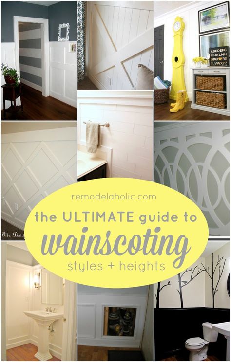 The Ultimate Guide to Wainscoting - which style, height, and method is right for you @Remodelaholic Shiplap Wainscoting, Traditional Wainscoting, Bathroom Shiplap, White Kitchen Makeover, Wainscoting Living Room, Wainscoting Height, Wainscoting Nursery, Picture Frame Wainscoting, Wainscoting Hallway