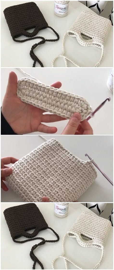 Pola Macrame, Tote Crochet, Crochet Beautiful, Confection Au Crochet, Crochet Bag Tutorials, Crochet Bag Pattern Free, Mode Crochet, Bag Pattern Free, Crochet Pouch