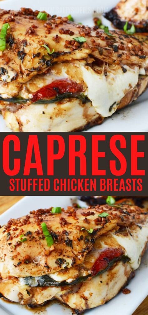 Caprese Stuffed Balsamic Chicken, Balsamic Stuffed Chicken, Chicken Stuffed With Tomatoes And Mozzarella, Stuffed Chicken Caprese Recipe, Stuffed Chicken Mozzarella, Caprese Chicken Recipe, Chicken Stuffed Mozzarella Recipes, Caprese Stuffed Chicken Breast, Stuff Chicken Recipes