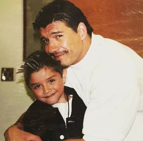 Look at how young Dominik Mysterio was Eddie Guerrero And Rey Mysterio, Eddie Guerrero Wallpaper, Mysterio Wwe, Aj Styles Wwe, Celebrity Actors, Balor Club, The Judgement Day, Wwe Funny, Shield Wwe