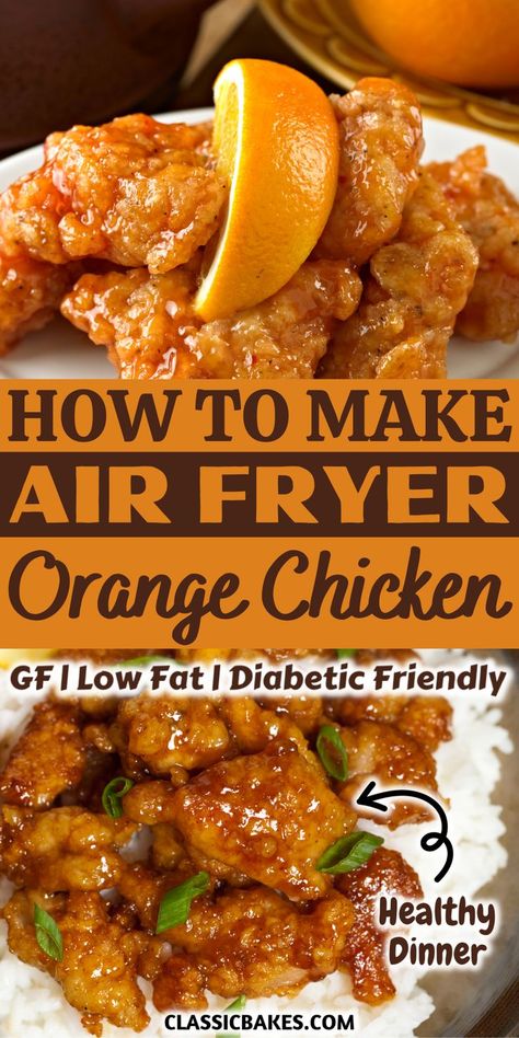 Air Fryer Orange Chicken Recipe, Air Fryer Orange Chicken, New Air Fryer Recipes, Healthy Air Fryer, Air Fryer Cooking Times, Cooks Air Fryer, Garlic And Ginger, Orange Chicken Recipe, Air Fried Food