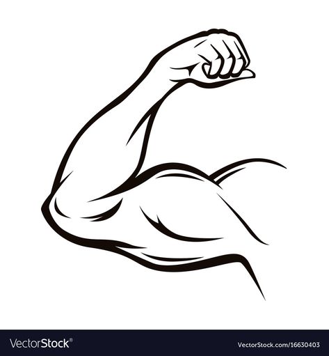 Flexed Arm, Workout Pose, Hammer Drawing, Beard Art, Symbol Of Power, Strong Arms, Power Symbol, Arm Workout, Vector Photo