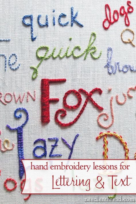 Hand embroidery is a great way to personalize gifts, and what better way to make a gift personal, than to write something on it? In these free step-by-step lessons, you'll learn a variety of hand embroidery stitches perfect for text, with tips on how to make your embroidered lettering look magnificent! Hand Embroidery Letters, Embroidery Dress Pattern, Embroidery Hoop Crafts, Embroidery Hoop Wall, Embroidery Lessons, Ideas Embroidery, Embroidery Tshirt, Diy Letters, Embroidery Letters