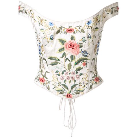 Eavis & Brown bardot embroidered corset ($4,467) ❤ liked on Polyvore featuring tops, corsets, white, corsette tops, embroidered top, silk tops, embroidered corset and embroidery top Blusas Crop Top, Embroidered Corset, White Silk Top, White Off Shoulder Top, White Corset Top, Silk Crop Top, Embroidered Crop Tops, Corset Fashion, White Off The Shoulder