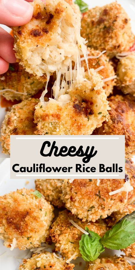 Cheesy Cauliflower Rice, Atkins Snacks, Arancini Balls, Cauliflower Dishes, Frozen Cauliflower Rice, Healthy Rice, Cauliflower Rice Recipes, Cheesy Cauliflower, Cauliflower Bites