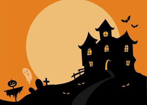 Scary Halloween Images, Happy Halloween Pictures, Photo Halloween, Image Halloween, House Cartoon, Halloween Background, Spooky House, Halloween Silhouettes, Halloween Pumpkins Carvings