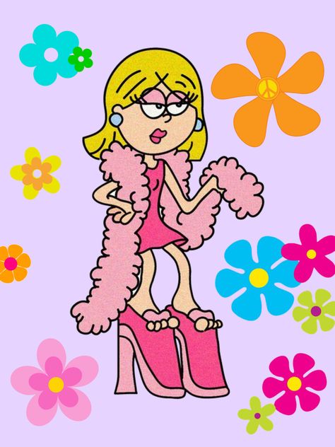 Cartoon Party Aesthetic, Shopping Cartoon Aesthetic, Unique Cartoon Characters, Lizzie Mcguire Background, Lizzie Mcguire Painting, Lizzie Mcguire Cartoon Aesthetic, Lizzie Mcguire Tattoo, Girly Cartoons Aesthetic, Lizzie Mcguire Nails