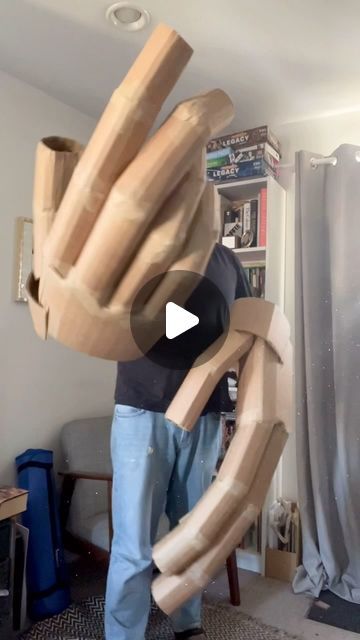 Cardboard Body Extensions, Robot Hand Art, Cardboard Hand Sculpture, Puppet Show Diy Cardboard, Giant Puppets Diy, Super Strong Paper Mache, Cardboard Hand Robot, Things To Make Out Of Cardboard, Halloween Construction