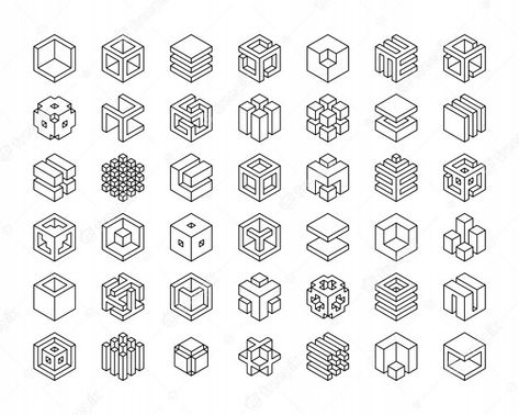 Cube Model, Isometric Cube, Geometric Shapes Drawing, Cube Logo, Lotus Flower Logo, Geometric Box, Esoteric Symbols, Jewelry Logo Design, Isometric Drawing