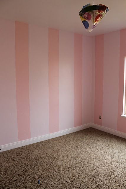 Love these pink stripes but if I do it the. It will probably only be an accent wall Stripped Wall Paint, Pink Striped Walls, Shabby Bedroom, Paris Bedroom, Room Wall Painting, Striped Walls, Paint Wall, Bedroom Wall Paint, Shabby Chic Bedroom