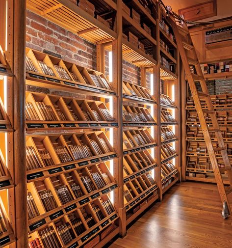 This library of quality cigars would be a dream come true for any aficionado. This is the cigar room of the Ashton Cigar Bar in Philadelphia, PA. Cigars And Whiskey Lounge, Cigars Bar, Humidor Room, Cigars Lounge, Home Lounge Room, Zigarren Lounges, Home Lounge Room Bar, Bar Lounge Room, Whiskey Lounge