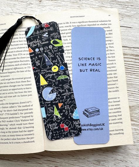 This bookmark would be a wonderful and unique gift for teacher or any book and science lover.  ➡️ Bookmark details: -- Designed and made in the UK -- Double-sided  -- Size 2" x 6.5" (5cm x 16.5cm) -- Rounded corners -- Available with or without tassel (select the desired option). The colour of the tassel may vary, but it will be some nice matching colour. -- Available with or without lamination (select the desired option) ➡️ Non-laminated bookmark is printed on high quality 300 gsm linen textured card with luxurious and elegant finish. It is environmentally friendly - recyclable, free of acids and elemental chlorine. Linen texture adds an elegant and sophisticated touch to your bookmark. ➡️ Laminated bookmark is printed on high quality 300 gsm photo paper and laminated with a matte film, w Bts Bookmarks, Laminated Book, Laminated Bookmarks, Science Lover, Science Gifts, Linen Texture, Gift For Teacher, Any Book, Book Accessories