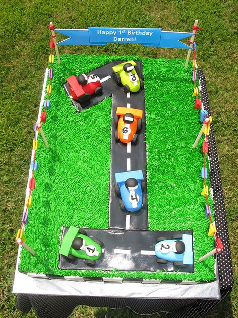 #1 Race Car Cake Race Cars Cake, Sixth Birthday Cake, Race Track Cake, Car Cakes For Boys, Racing Car Birthday, Race Car Cake, Toddler Birthday Cakes, Race Car Cakes, Number Birthday Cakes