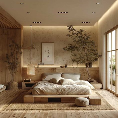 Japanese Bedroom Design, Japanese Inspired Bedroom, Zen Bedroom Ideas, Japandi Bedroom, Japanese Bedroom, French Living Rooms, Peaceful Bedroom, Feng Shui Bedroom, Zen Bedroom