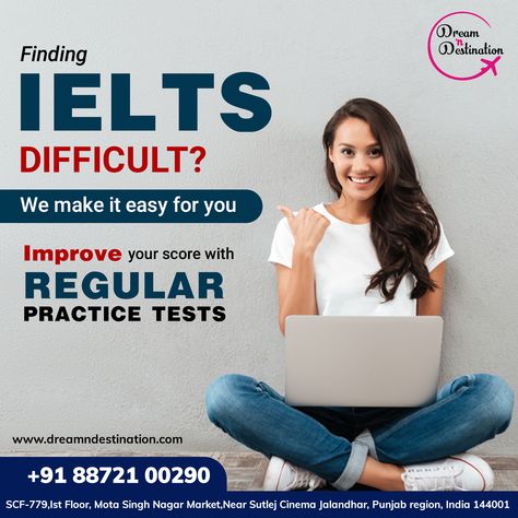 The journey to study abroad begins with just a single step. Join us and take that step. Choose the Best IELTS Coaching Institute Dream 'n Destination if you want to get your desired scores in IELTS Exam. 👉FREE DEMO CLASS AVAILABLE 👉Enroll now for the best results. Dream 'n Destination ☎️ Call:088721 00290 📧 Email: rajnibala8572@gmail.com 🏠 Address: SCF-779, Ist Floor, Mota Singh Nagar Market, Near Sutlej Cinema Jalandhar, Punjab region, India 144001 #ielts #ieltspreparation #ieltsinstitute Ielts Creative Ads, Ielts Ads, Mind Craft, Student Images, Ielts Exam, Ielts Coaching, Writing Test, Class Poster, Creative Banners