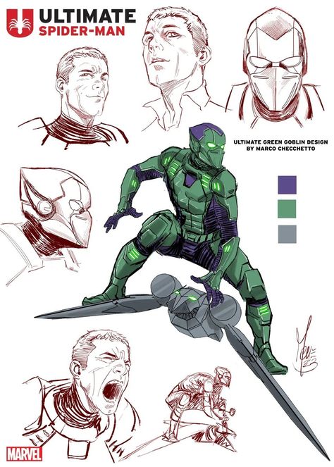 Spiderman Comic Art, Marvel Concept Art, Marvel Character Design, Batman Concept, Image Spiderman, Ultimate Marvel, Ultimate Spider Man, Bd Art, Superhero Villains