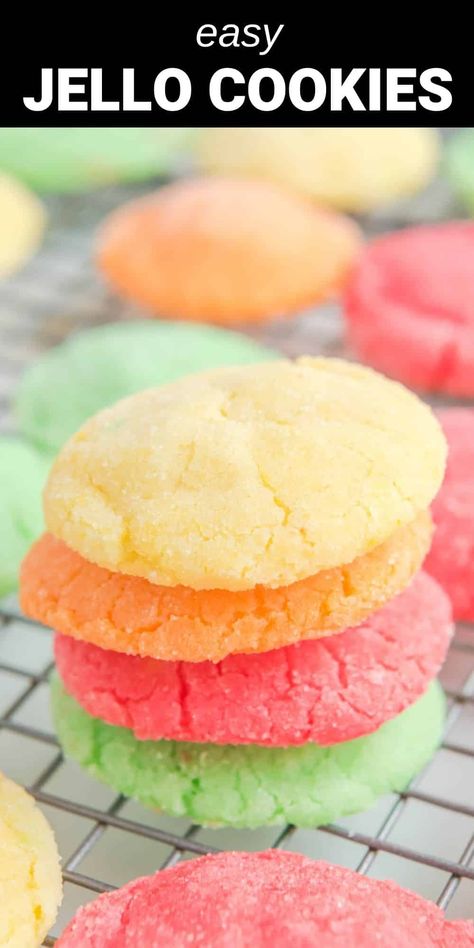 Quick Easy Sugar Cookies, Jello Cookies Recipe, Homemade Sugar Cookie Dough, Jello Cookies, Sugar Cookie Dough Recipe, Fruity Cookies, Jello Flavors, Quick Cookies Recipes, Cookie Exchange Recipes