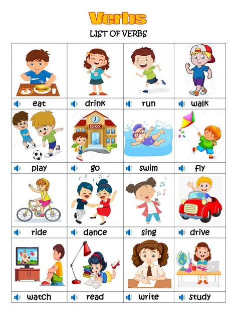 Present Simple - Verbs Verbs Activity For Grade 2, Verbs Grade 2, Verbs For Grade 1, Verbs Worksheet For Grade 1, Verb Activity, Verbs For Kids, Teaching Verbs, Verbs Worksheet, Verbs Activities