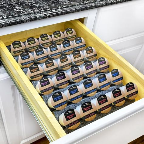 Lynk Professional K-Cup Rack Tray 6-Tier Heavy Gauge Steel Coffee Pod Holder Drawer Organizer for Kitchen Cabinets, Silver Metallic - Walmart.com Spice Rack Tray, Large Spice Rack, Coffee Pods Drawer, Pull Out Spice Rack, Spice Organization Drawer, Cookware Organization, K Cup Holders, French Vanilla Coffee, Organizer For Kitchen