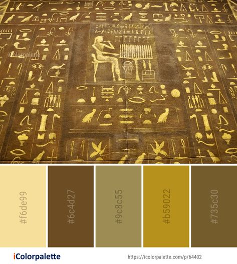 197 Ancient History Color Palette ideas in 2019 | iColorpalette Egyptian Colors Palette, Pharaonic Color Palette, Egypt Colour Palette, Egyptian Colour Palette, Antique Gold Color Palette, History Color Palette, Ancient Egypt Color Palette, Ancient Color Palette, Egypt Color Palette