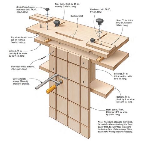 Make strong, versatile, repeatable joints with a plunge router and slip tenons. Garage Workbench Plans, Woodworking Jig Plans, Woodworking Jigsaw, Plunge Router, Router Jig, Woodworking Jig, Carpentry Diy, Wood Shop Projects, Woodworking Magazine